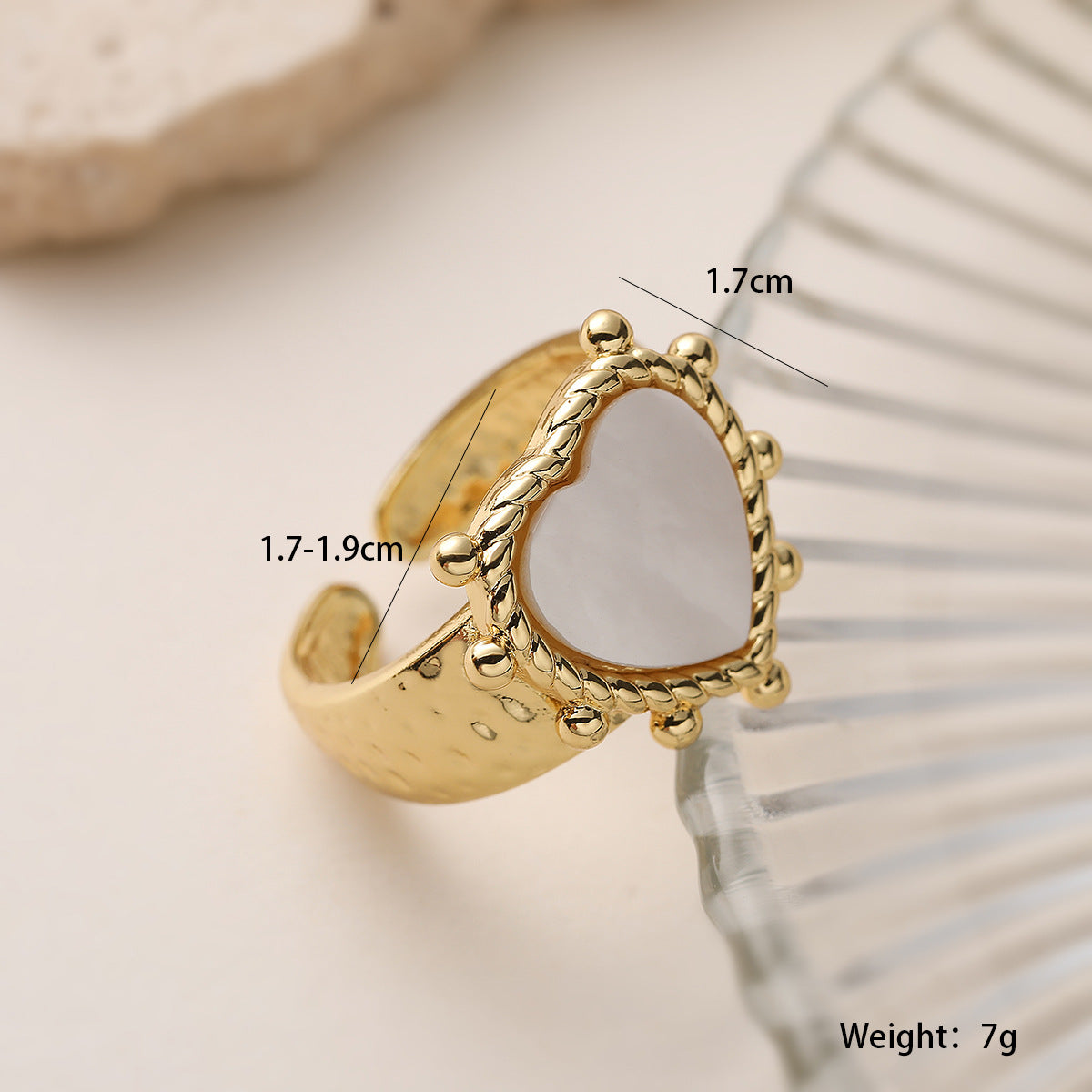 Vintage Copper Plated 18K Gold Zircon Heart Butterfly Geometric Open Ring for Women Personality Ring