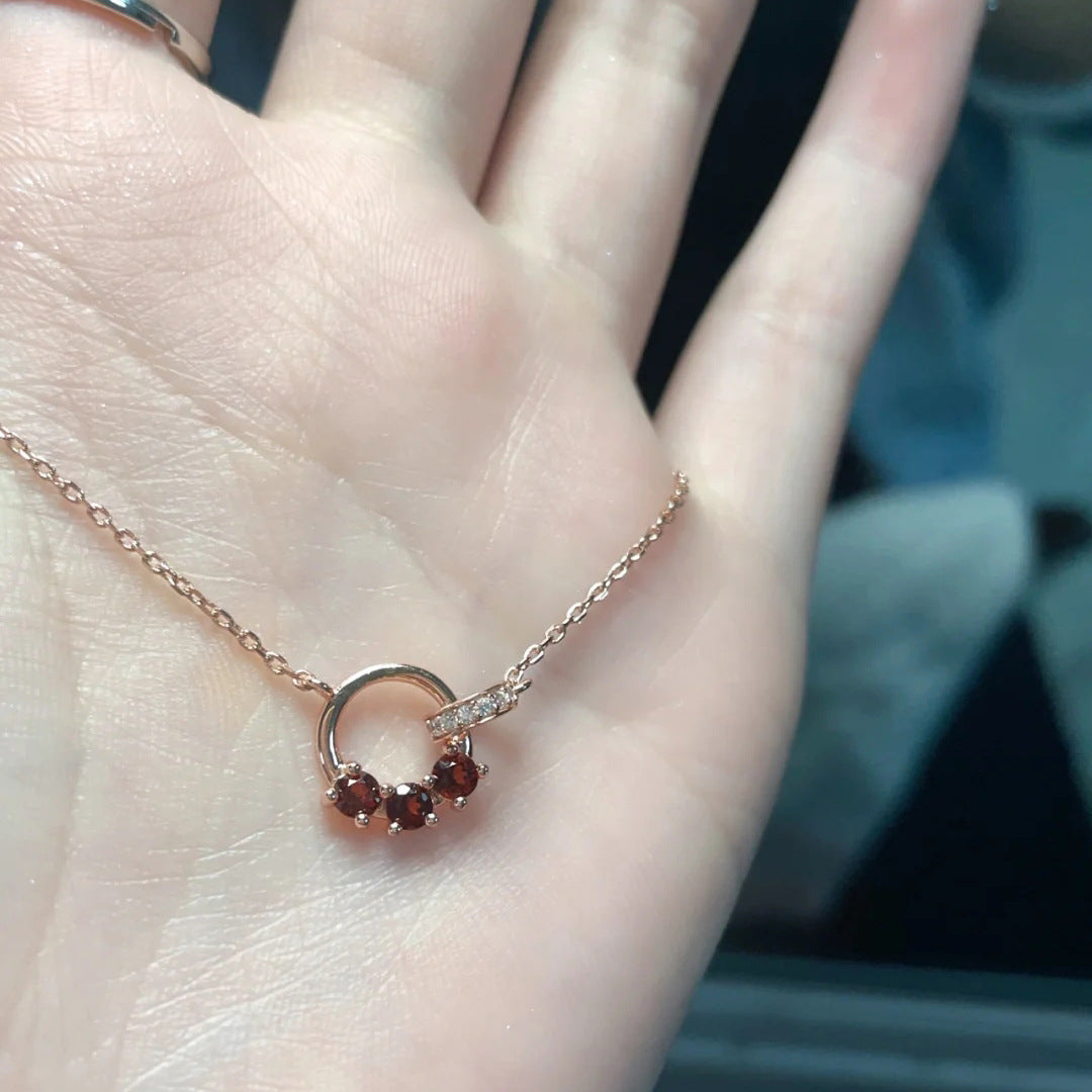 Interlocking Garnet Necklace for Women Chain Jewelry
