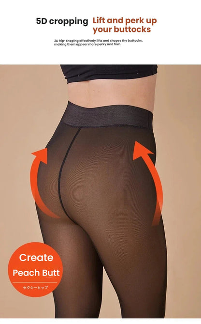 Women's Thermal Tights High Quality Transparent Skin Feeling Fleece Lined Winter Leggings Plus Size Opaque Pantyhose For Outdoor