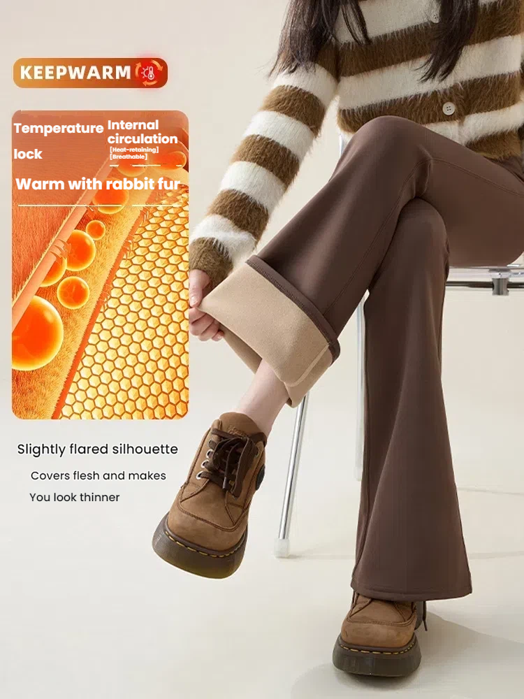 High Waist Flare Leggings Women Winter Fleece Lined Tummy Control Butt Lift Yoga Pants Stretchy Casual Bootcut Palazzo Trousers