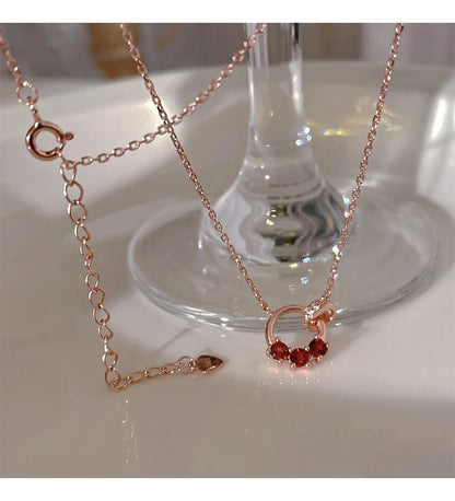 Interlocking Garnet Necklace for Women Chain Jewelry