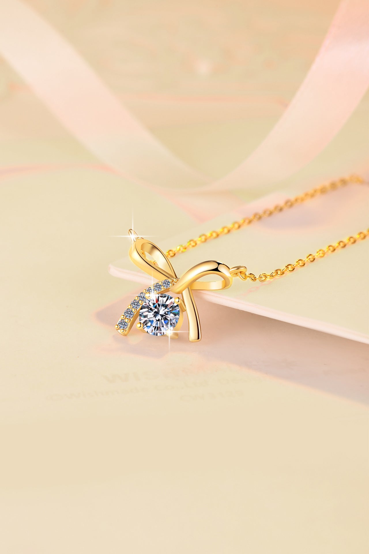 S925 Sterling Silver Necklace for Women with Bowknot Chain, High-end Fashion Jewelry Manufacturer, Moissanite Pendant Wholesale Cross-border