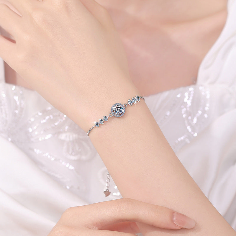 S925 Silver Bracelet GRA Moissanite 1 Carat Bracelet