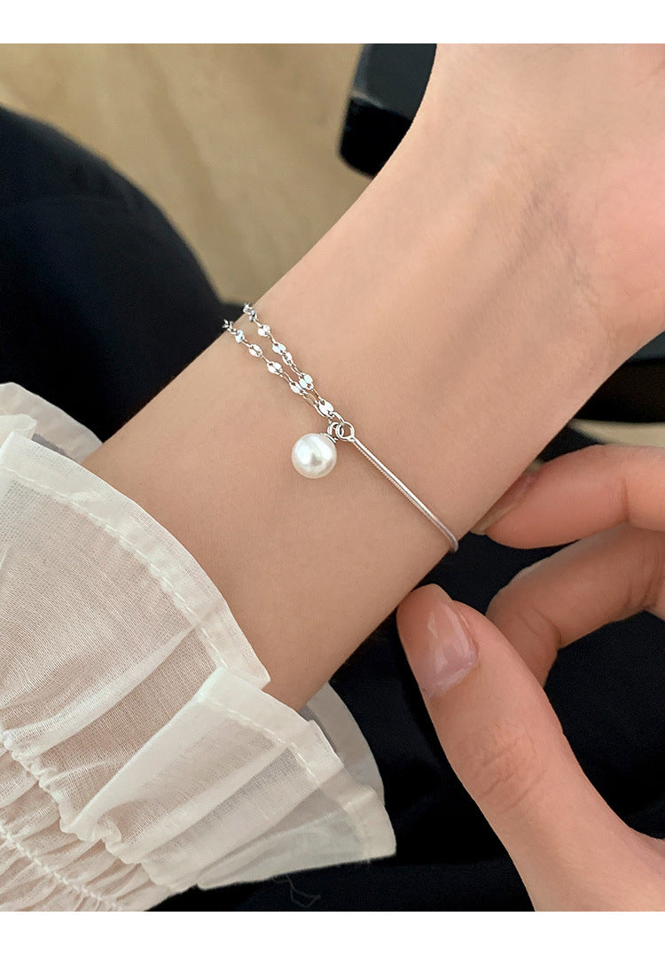 Double Layer Spliced Pearl Bracelet for Women