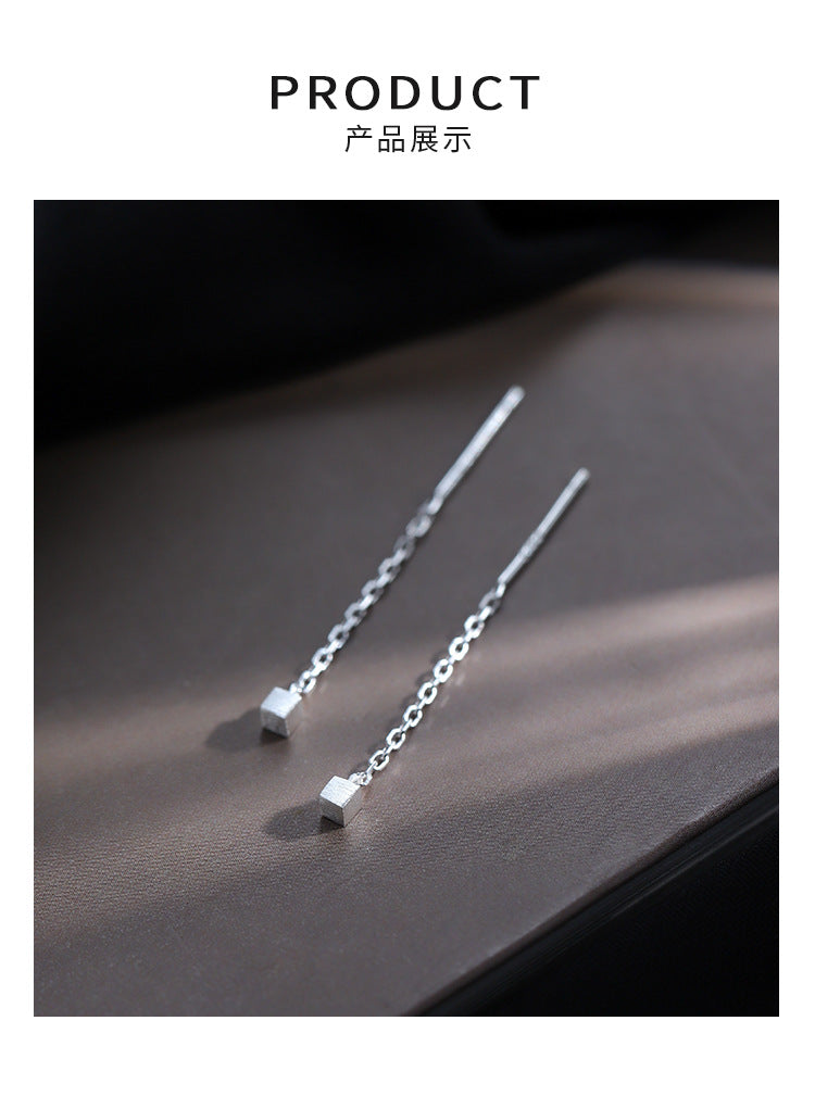 Tassel Square Thread Earrings for Women Niche Design