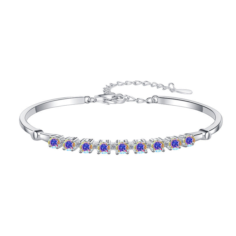 Colorful Moissanite Bracelet Fashion Adjustable D Color 0.1ct Bracelet Wholesale S925 Sterling Silver Women's Bracelet
