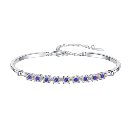 Colorful Moissanite Bracelet Fashion Adjustable D Color 0.1ct Bracelet Wholesale S925 Sterling Silver Women's Bracelet