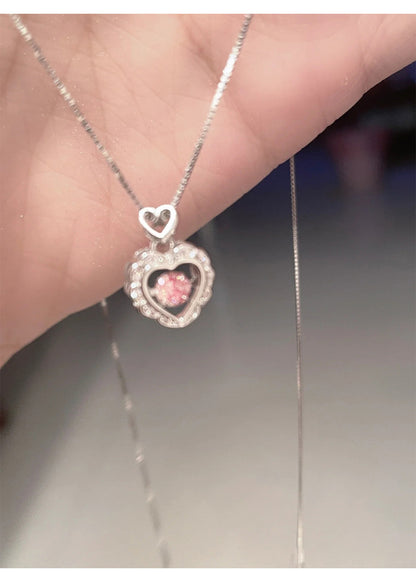 Smart Pink Diamond Heart Necklace for Women Wholesale