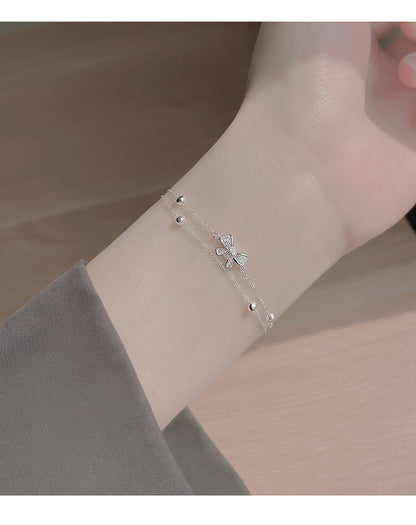 Butterfly Knot Double Layer Bracelet for Women, Ins Style