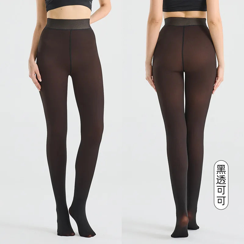 Women's Thermal Tights High Quality Transparent Skin Feeling Fleece Lined Winter Leggings Plus Size Opaque Pantyhose For Outdoor