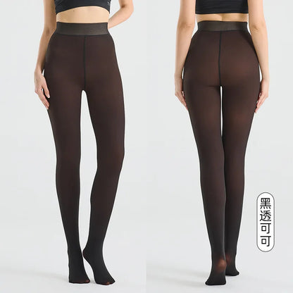 Women's Thermal Tights High Quality Transparent Skin Feeling Fleece Lined Winter Leggings Plus Size Opaque Pantyhose For Outdoor