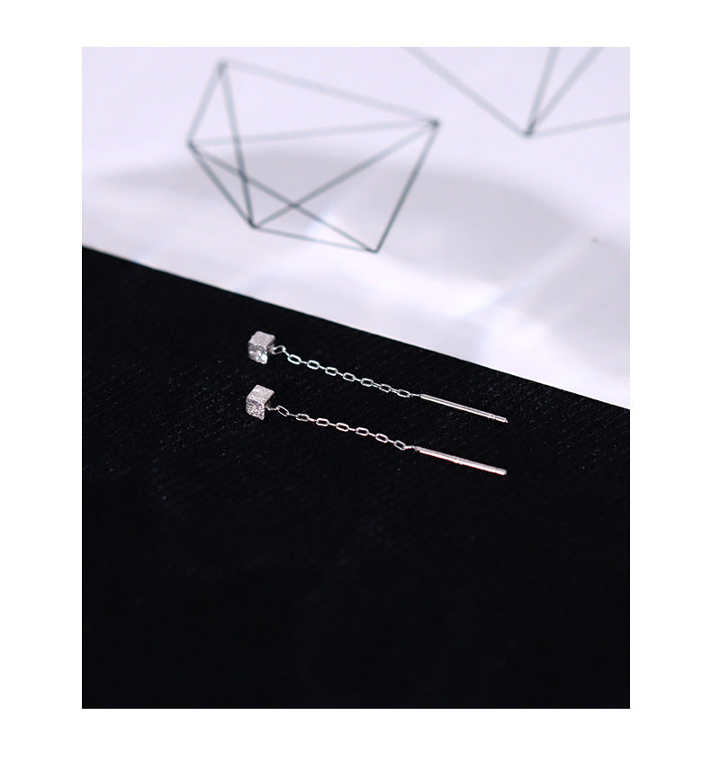 Tassel Square Thread Earrings for Women Niche Design