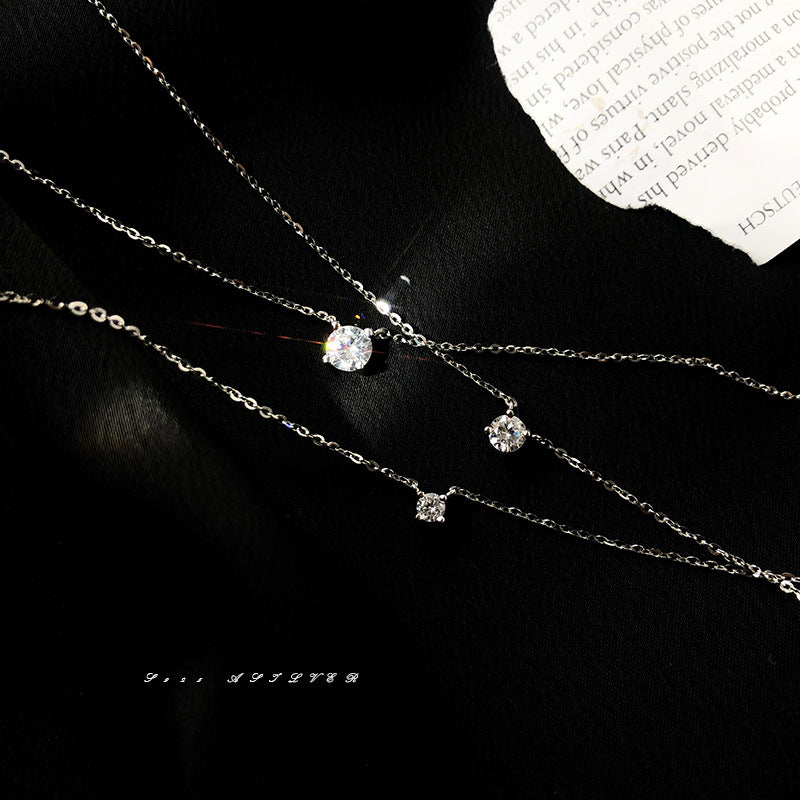Single Diamond Necklace for Women Niche Design