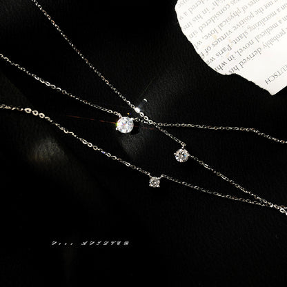 Single Diamond Necklace for Women Niche Design