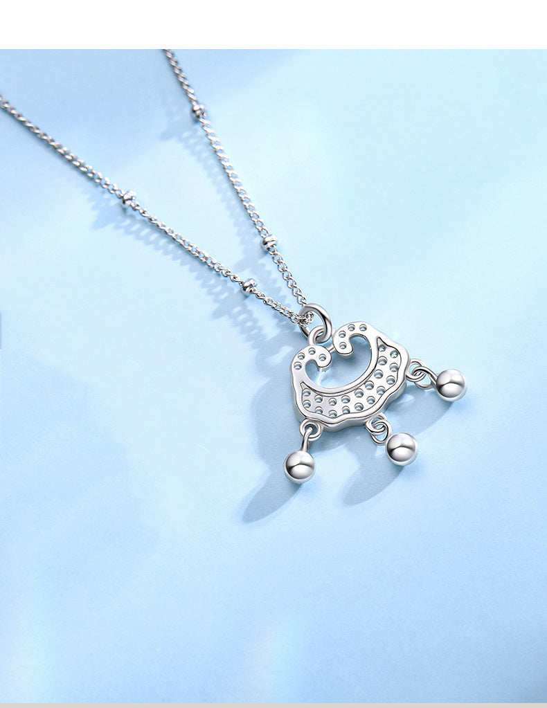 Full Diamond Bell Peace Lock Chain for Women
