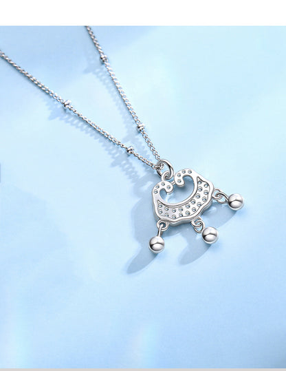 Full Diamond Bell Peace Lock Chain for Women