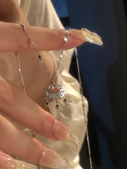 Full Diamond Bell Peace Lock Chain for Women