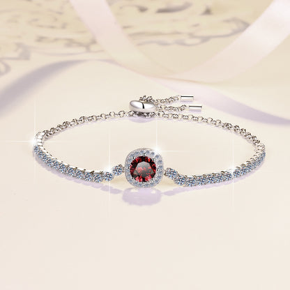 S925 Sterling Silver Bracelet for Women, Colorful Moissanite Star Bracelet