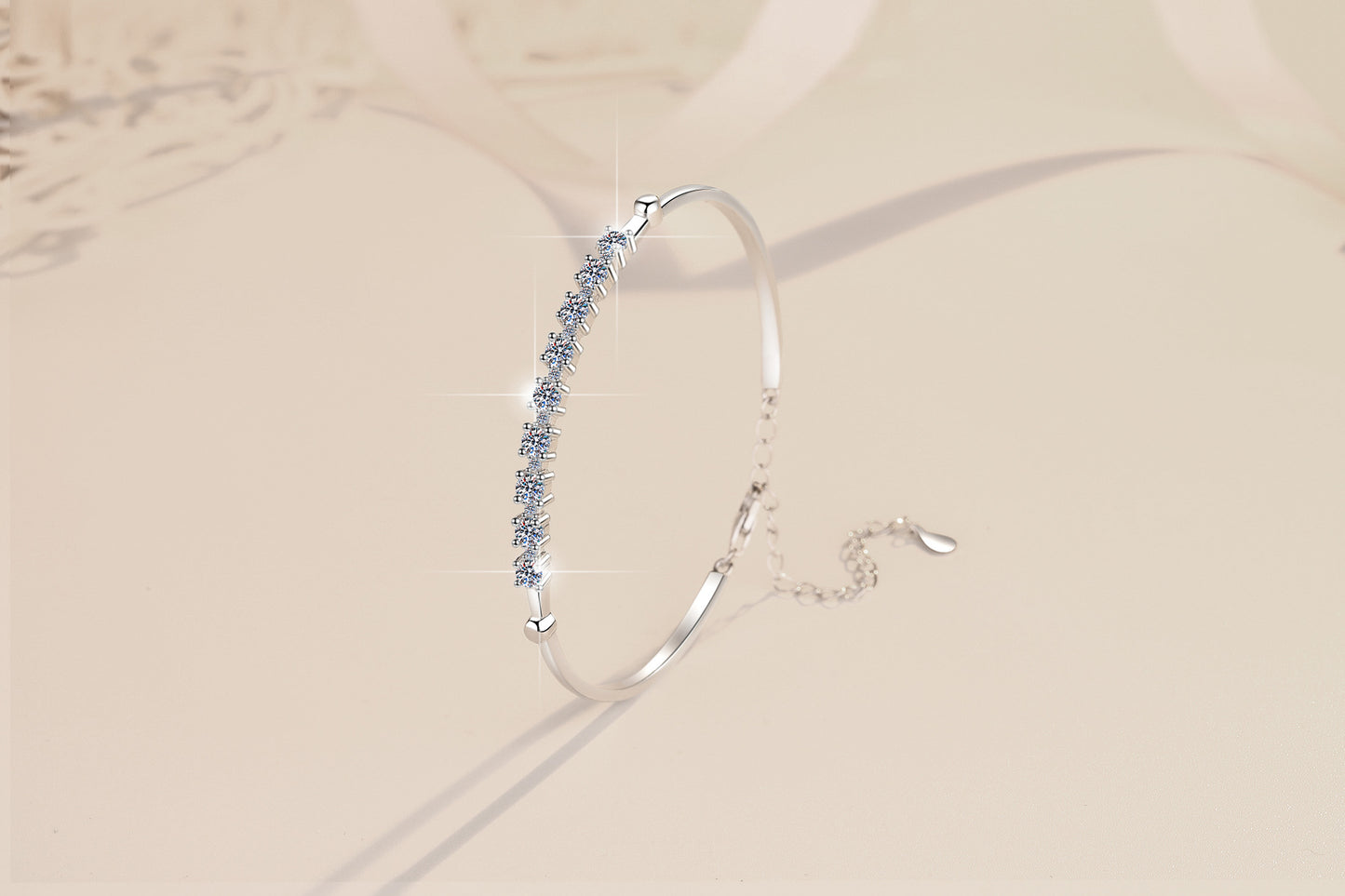 S925 Sterling Silver Bracelet Adjustable Personality Fashion Jewelry Wholesale Live Streaming Cross-Border Moissanite Bracelet for Women