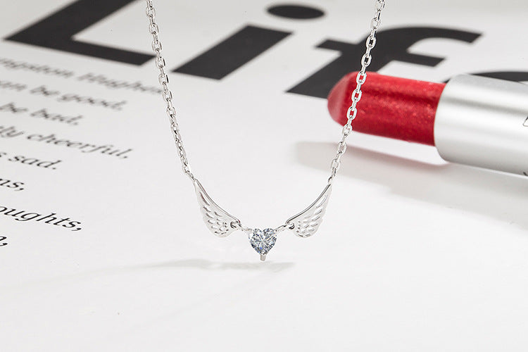 Angel Wings Heart-Shaped Necklace for Women