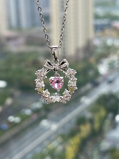 Flower of Love Christmas Bow Necklace for Women