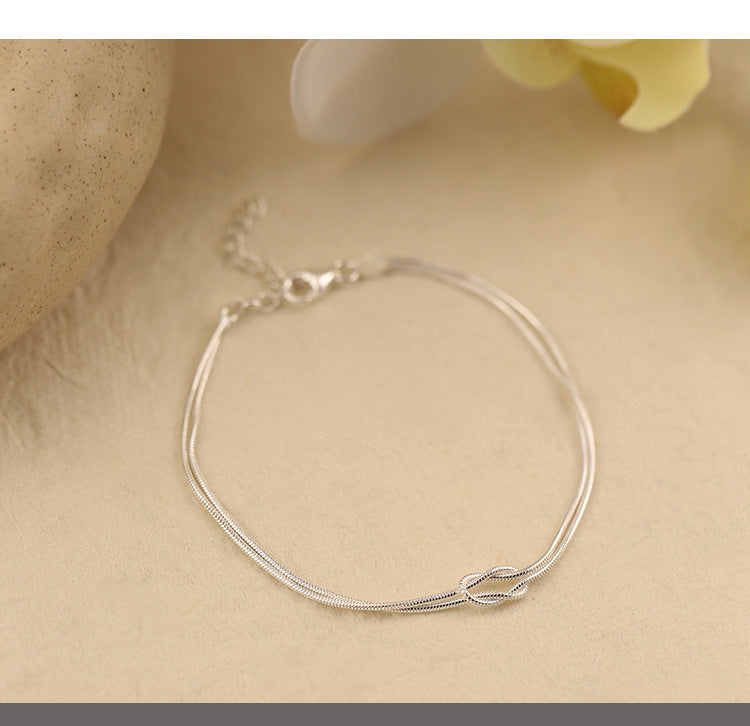 Knotted Double Layer Snake Bone Bracelet for Women