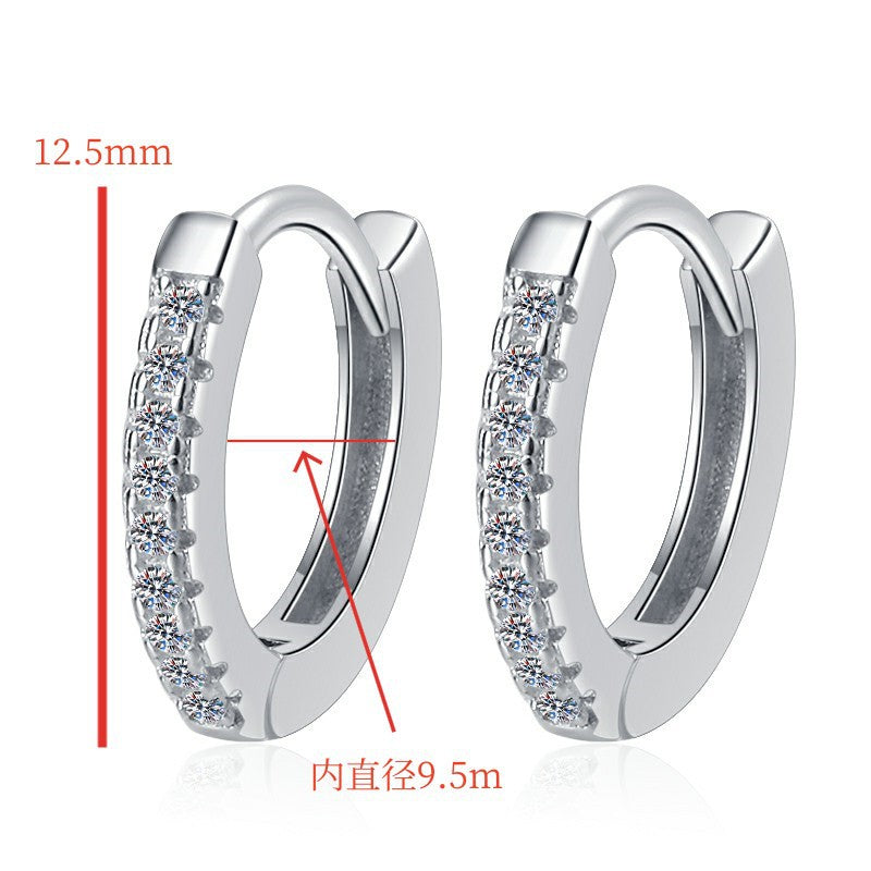 S925 Sterling Silver Earrings Ear Jewelry Ear Clips Round Geometric Simple Fashion Moissanite Jewelry Stud Earrings for Women