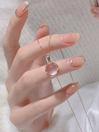 Cherry Blossom Pink Crystal Necklace for Women