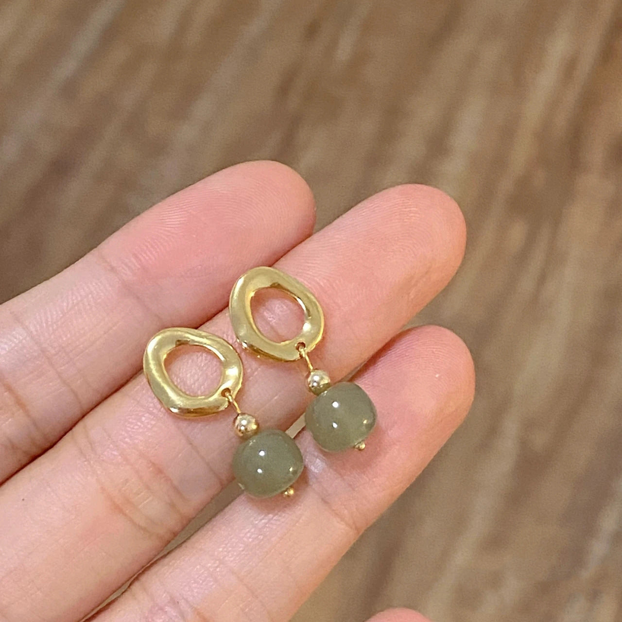 Hetian Jade Yang Green Earrings for Women New Chinese Style
