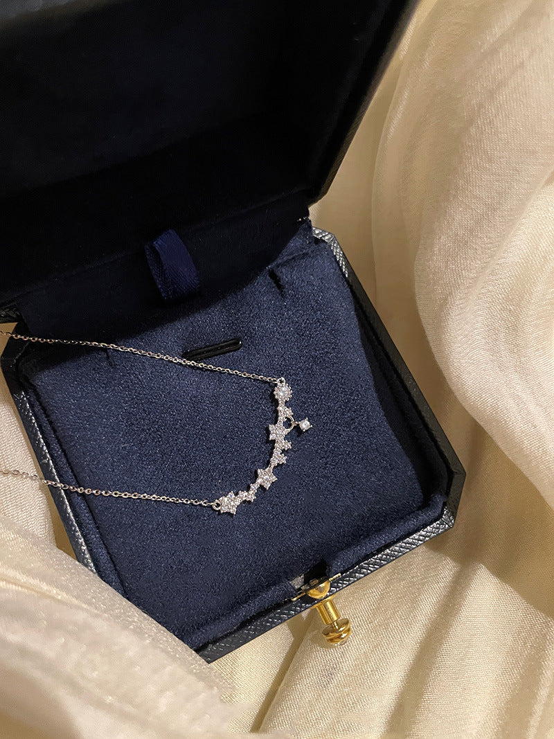 Full Diamond Galaxy Smile Shooting Star Necklace for Women