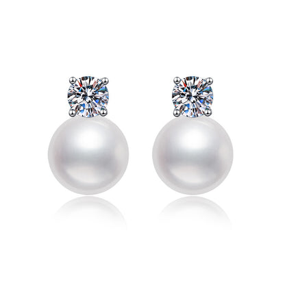 Moissanite Earrings High-end Fashion Freshwater Pearl Earrings Shell Pearl Elegant Simple Luxury S925 Sterling Silver Drop Earrings