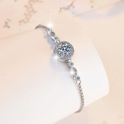 S925 Sterling Silver Bracelet Manufacturer Women's Korean Style Jewelry 1 Carat GRA Certificate Moissanite Bracelet