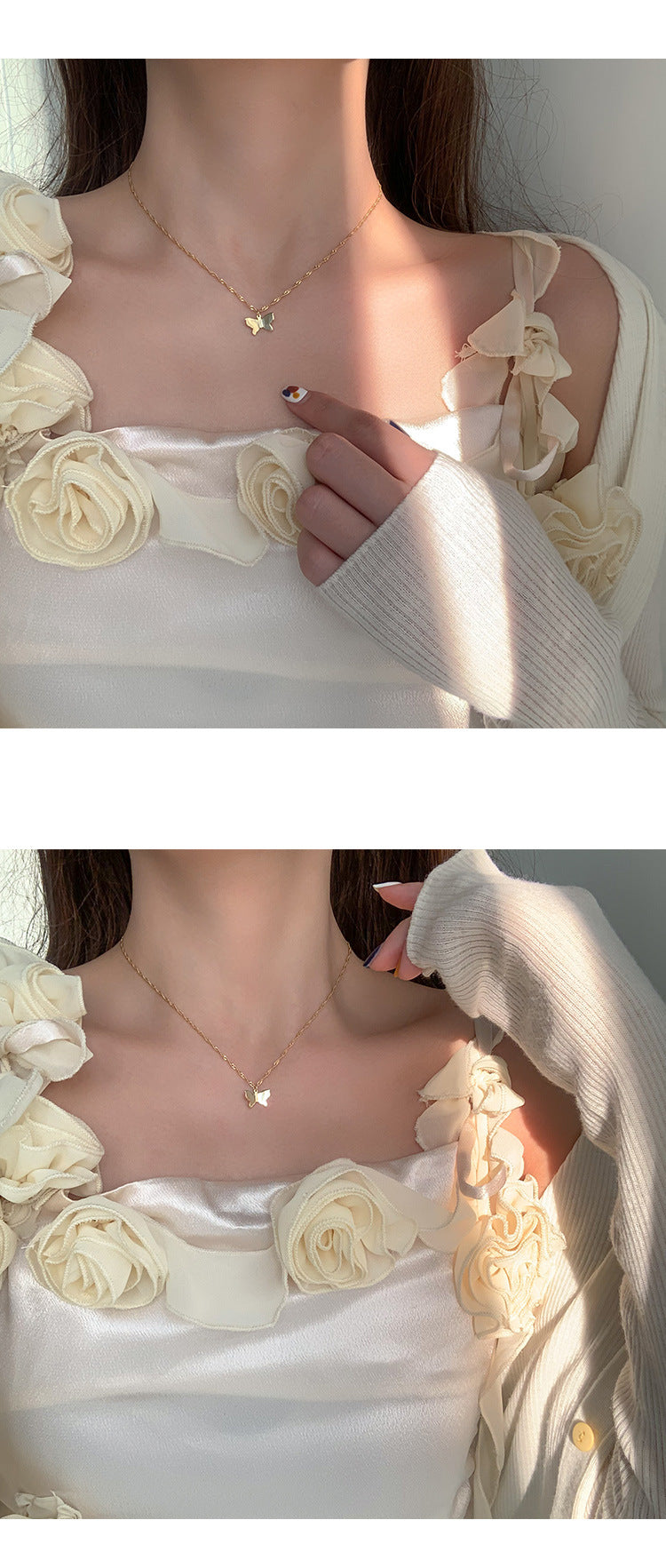 Woven Chain Butterfly Necklace Female Clavicle Chain Niche Design