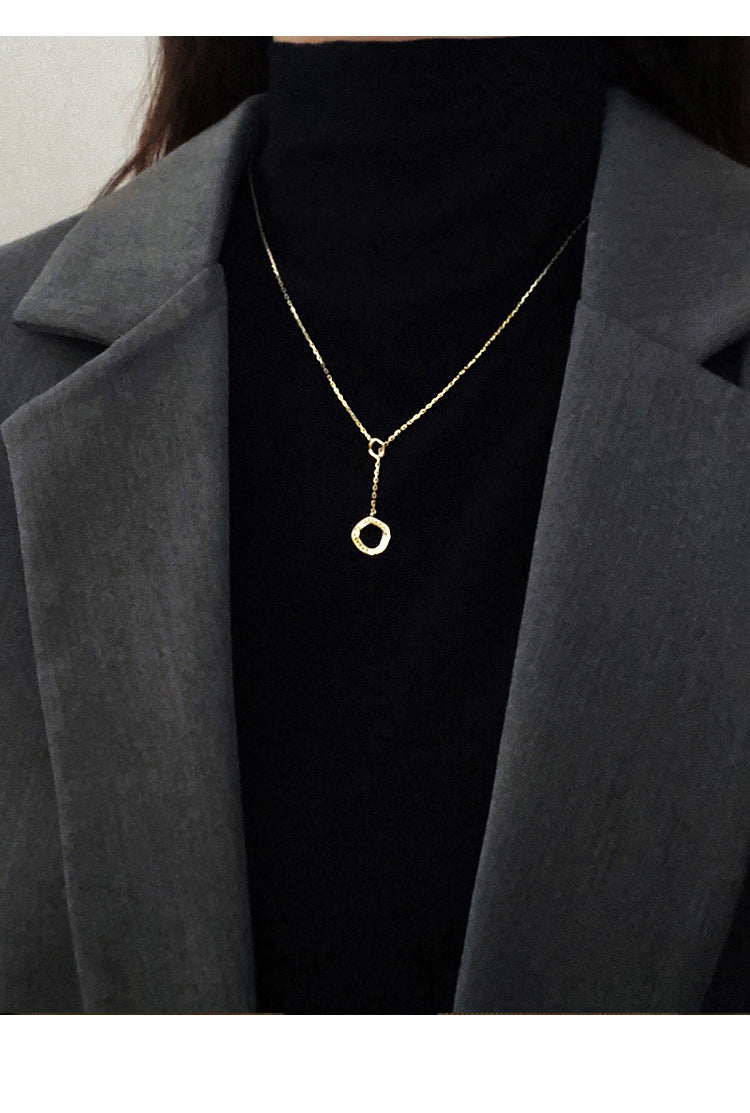 Geometric Irregular Circle Necklace for Women, Niche Design