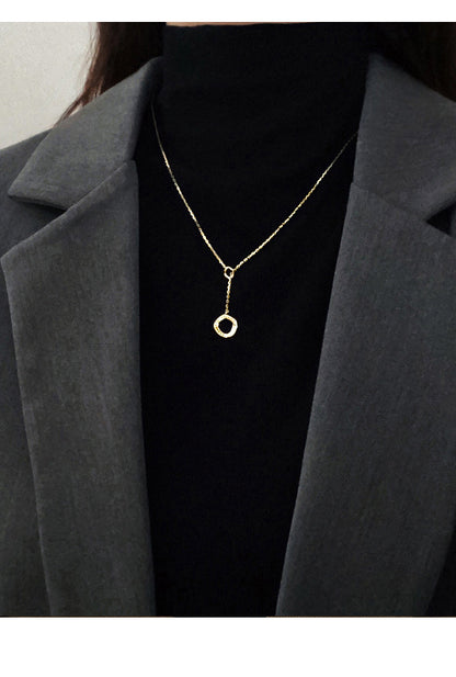 Geometric Irregular Circle Necklace for Women, Niche Design