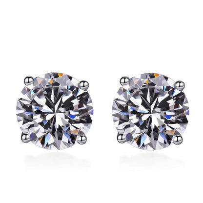 S925 Sterling Silver Fashion Simple Classic Four-Prong Earrings Moissanite Stud Earrings for Women