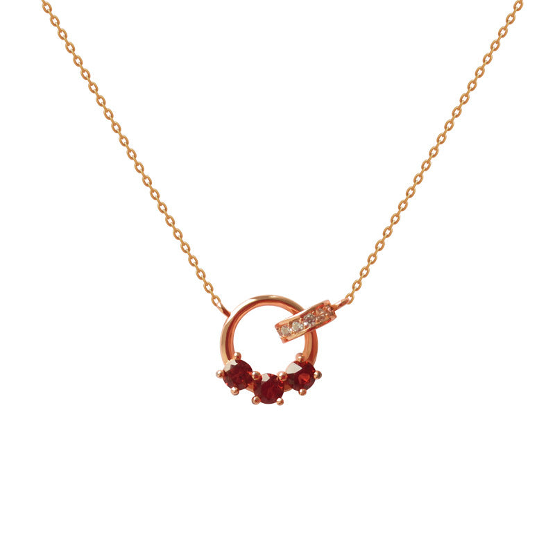 Interlocking Garnet Necklace for Women Chain Jewelry