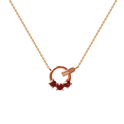 Interlocking Garnet Necklace for Women Chain Jewelry