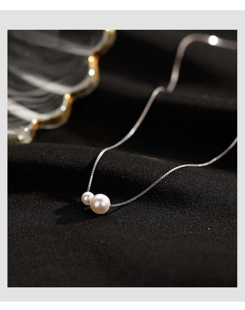 Two Pearl Necklace for Women Fashion Simple Light Luxury Niche Design