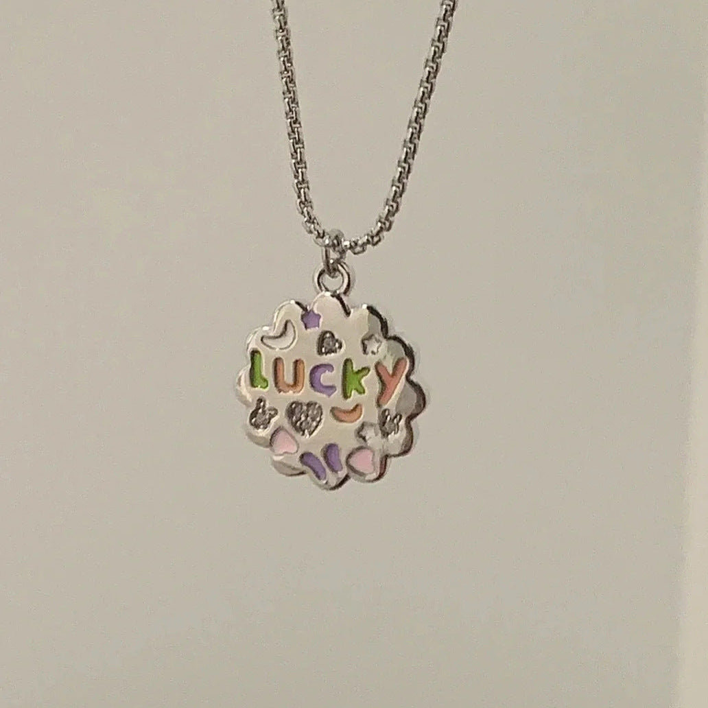Lucky Flower Letter Lucky Necklace for Women Chain Pendant Wholesale