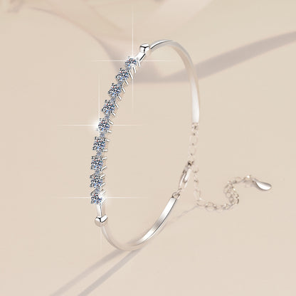 Colorful Moissanite Bracelet Fashion Adjustable D Color 0.1ct Bracelet Wholesale S925 Sterling Silver Women's Bracelet
