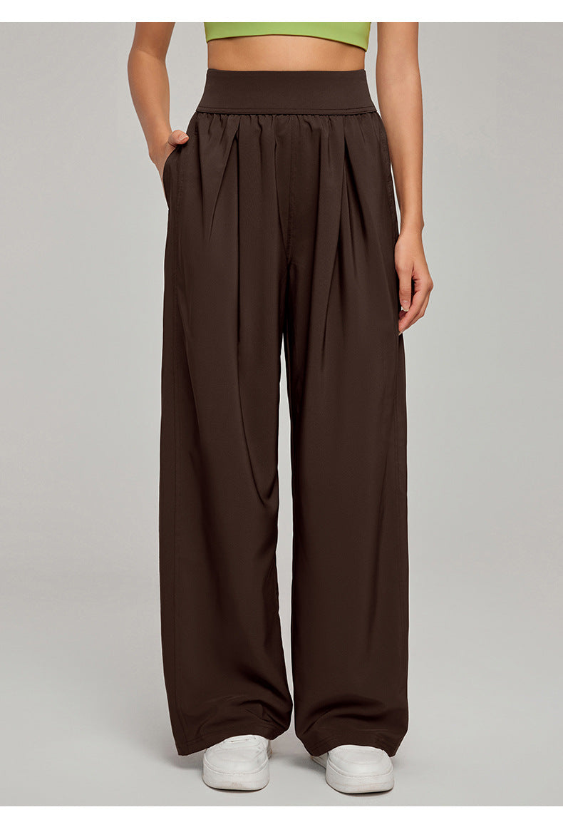 Spring Summer Straight Wide Leg Pants Women's High Waist Slimming Sports Trousers Breathable Draping Loose Casual Yoga Pants