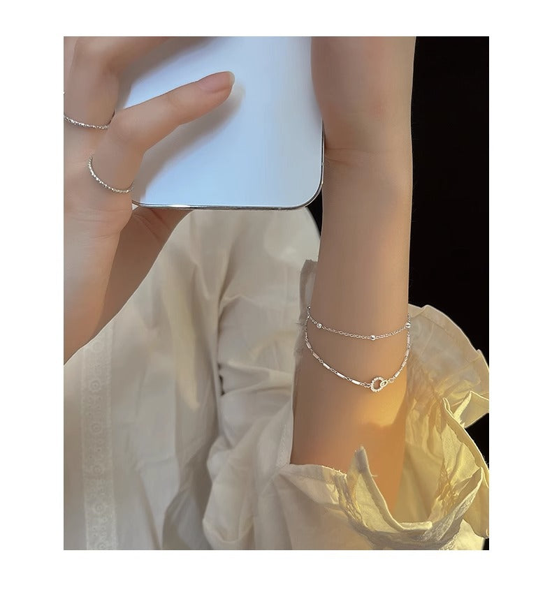 Double Layer Stacked Interlocking Bracelet for Women