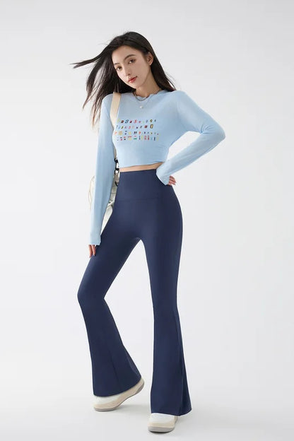 New High Waist Flared Shark Pants for Women Summer Stretchy Bootcut Shark Pants Retro Casual Trousers Streetwear Woman clothes