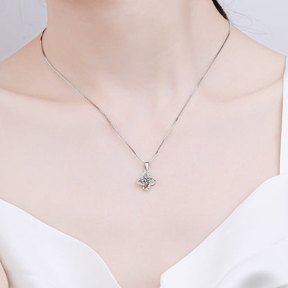 S925 Sterling Silver Necklace for Women Fashionable Versatile Four-Leaf Clover Windmill Pendant High-End Clavicle Chain Wholesale Cross-Border