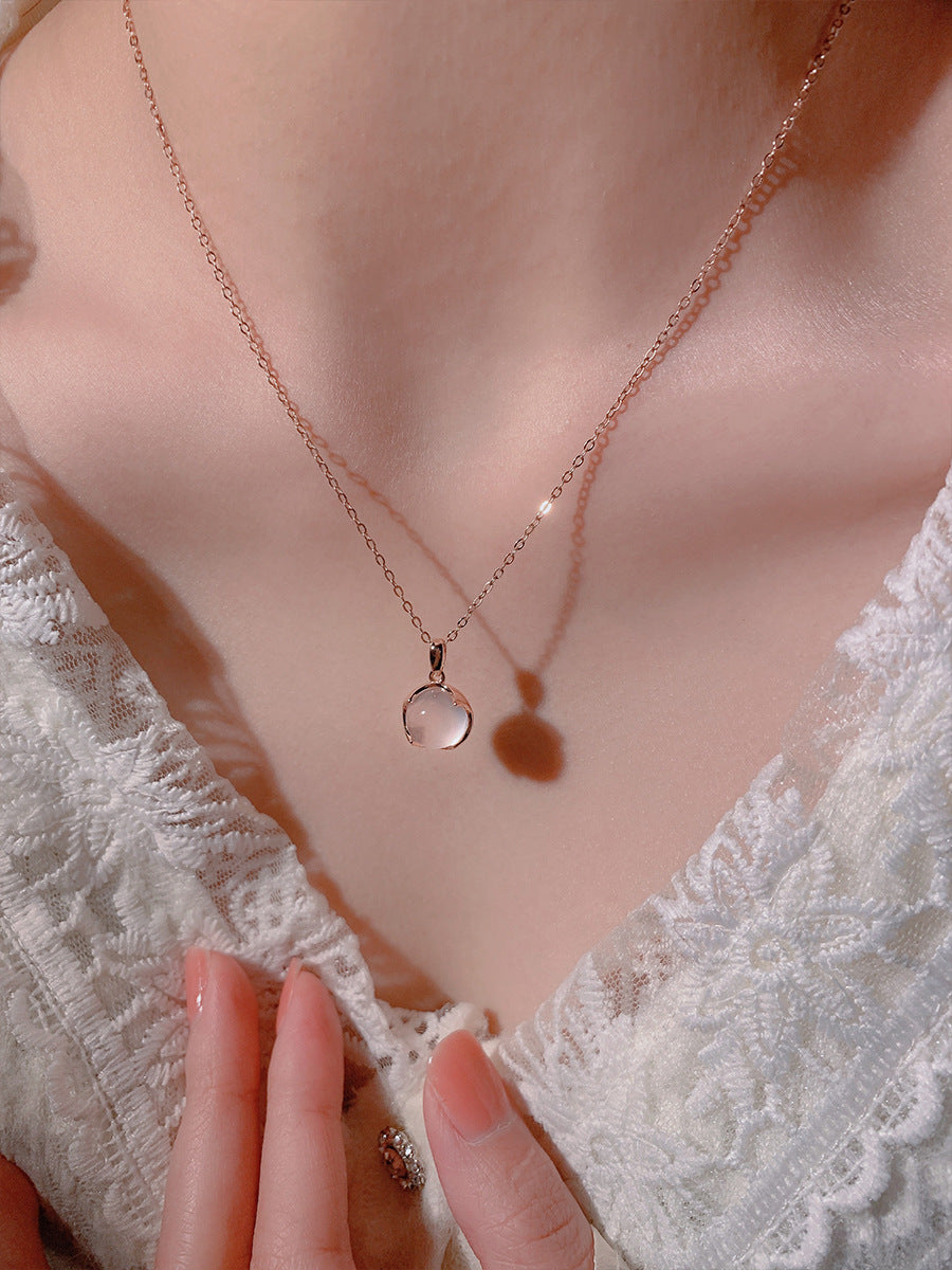 Cherry Blossom Pink Crystal Necklace for Women