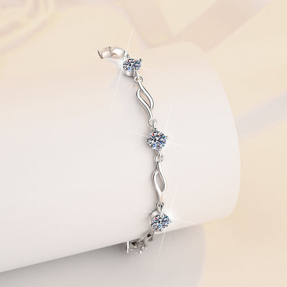 Pure Silver Bracelet S925 Jewelry Exquisite Fashion Seven Princess Jewelry Wholesale Cross-Border High-Grade Colorful Moissanite Hand Accessories