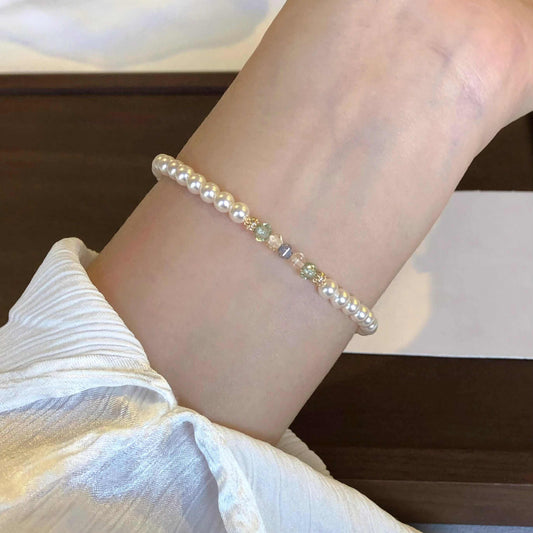 Pearl Colorful Czech Bead Patchwork Bracelet for Women