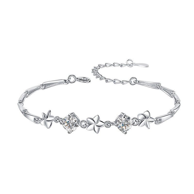 S925 Sterling Silver Bracelet Small Lucky Five-Leaf Clover Fashion Women's Jewelry Manufacturer Wholesale Cross-Border Moissanite Bracelet