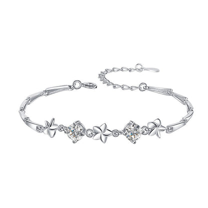 S925 Sterling Silver Bracelet Small Lucky Five-Leaf Clover Fashion Women's Jewelry Manufacturer Wholesale Cross-Border Moissanite Bracelet